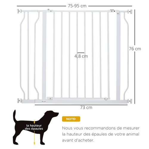 Barrière De Sécurité Animaux Réglable Avec Porte Acier Blanc