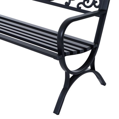 Banc De Jardin Terrasse En Acier Fonte Noir 3 Places