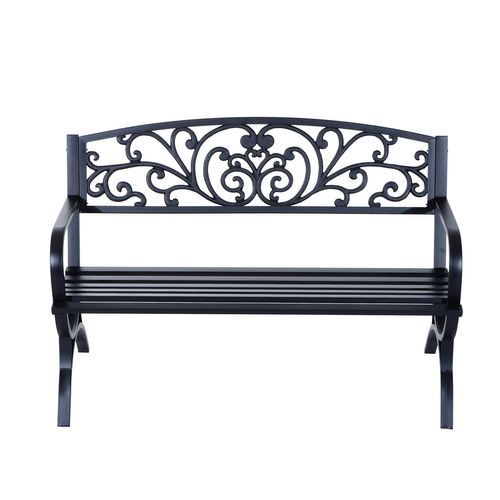 Banc De Jardin Terrasse En Acier Fonte Noir 3 Places