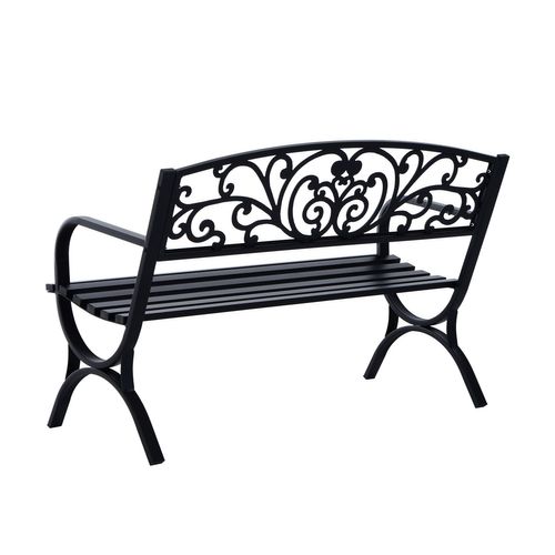 Banc De Jardin Terrasse En Acier Fonte Noir 3 Places