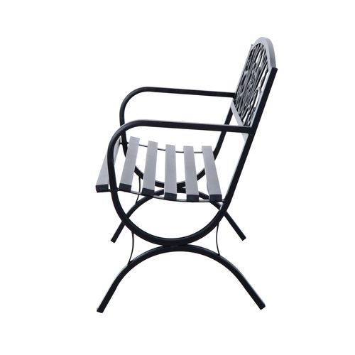 Banc De Jardin Terrasse En Acier Fonte Noir 3 Places