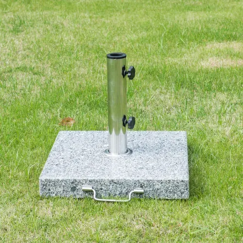 Pied/base De Parasol Granite Gris Poignée Et Roulettes Compatible Pied Parasol D. 34/38/48 Mm