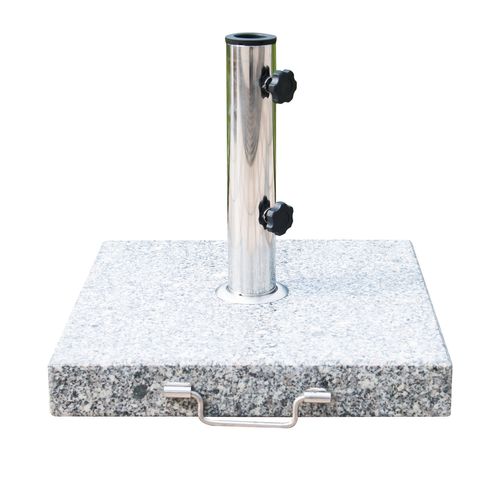 Pied/base De Parasol Granite Gris Poignée Et Roulettes Compatible Pied Parasol D. 34/38/48 Mm