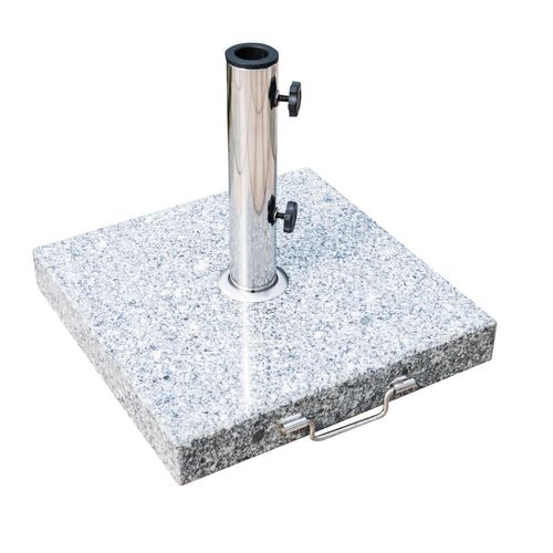 Pied/base De Parasol Granite Gris Poignée Et Roulettes Compatible Pied Parasol D. 34/38/48 Mm