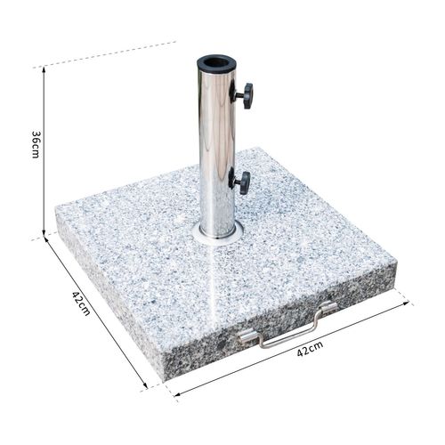 Pied/base De Parasol Granite Gris Poignée Et Roulettes Compatible Pied Parasol D. 34/38/48 Mm