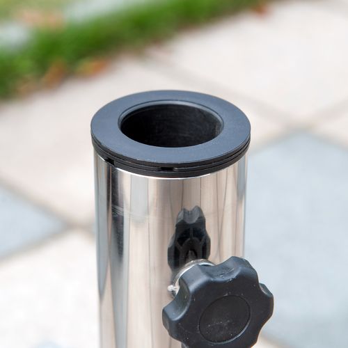 Pied/base De Parasol Granite Gris Poignée Et Roulettes Compatible Pied Parasol D. 34/38/48 Mm