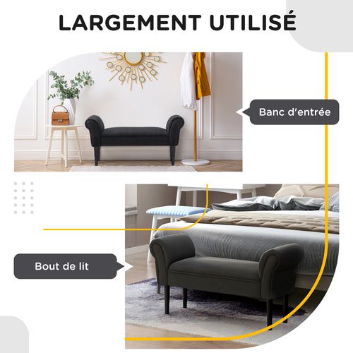 Banc Banquette Accoudoirs Courbés Tissu