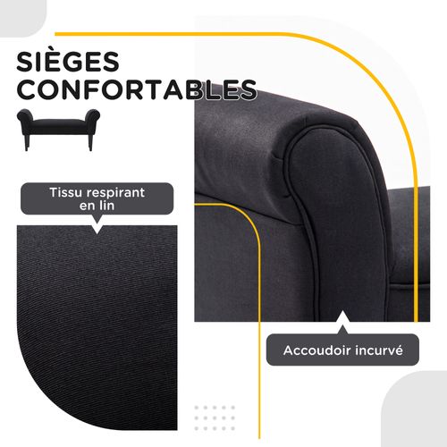Banc Banquette Accoudoirs Courbés Tissu