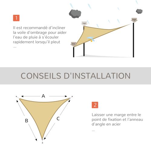 Voile D'ombrage Triangulaire 4x4x4 M Sable