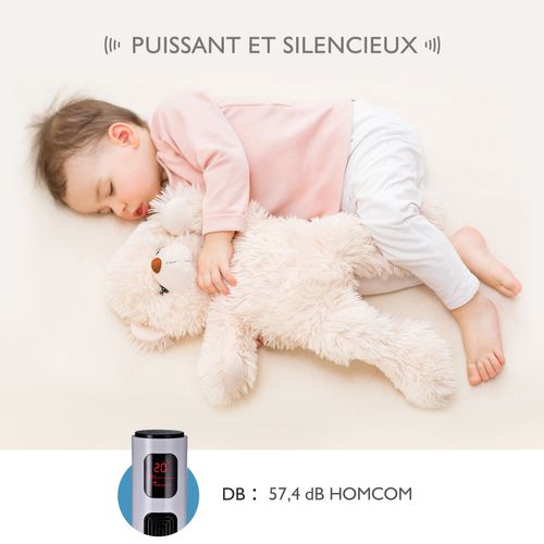 Ventilateur Colonne Tour 45 W Programmable Oscillant Avec Télécommande Blanc Noir
