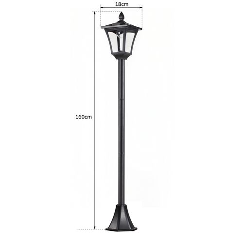 Lampadaire Extérieur Solaire Luminaire Lanterne LED Noir
