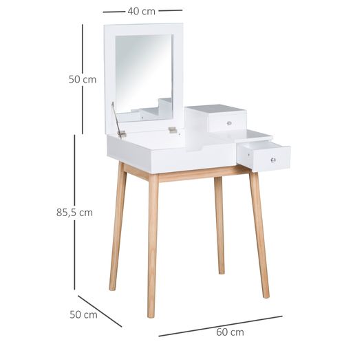 Coiffeuse Design Scandinave 60l X 50l X 86h Cm Pin Et Mdf