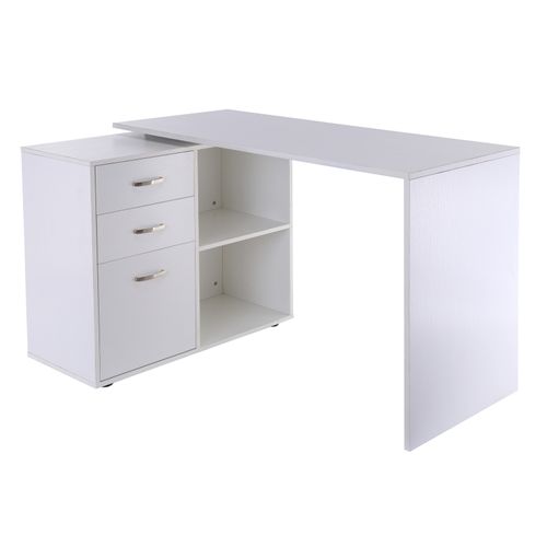 Bureau D'angle Bureau Droit Modulable 2 En 1 Blanc