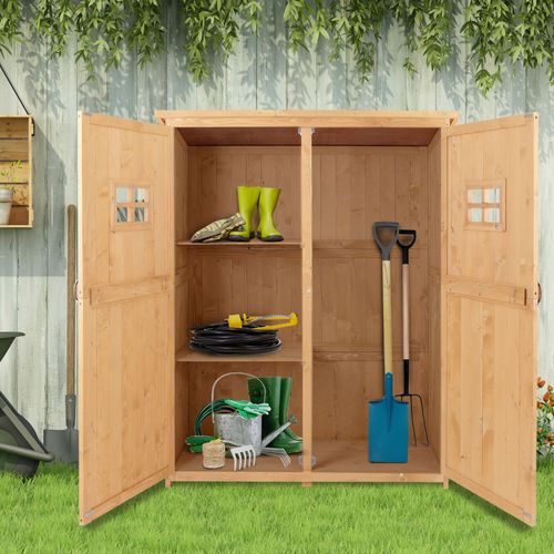 Armoire De Jardin 2 Portes Fenêtres Étagères - Gardenshape