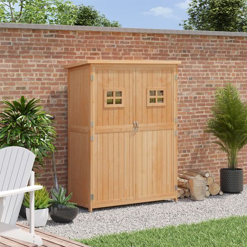 Armoire De Jardin 2 Portes Fenêtres Étagères - Gardenshape