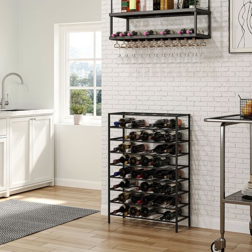 étagère à Vin Rack Pour Bouteilles Range-bouteilles 54 Bouteilles Métal Noir