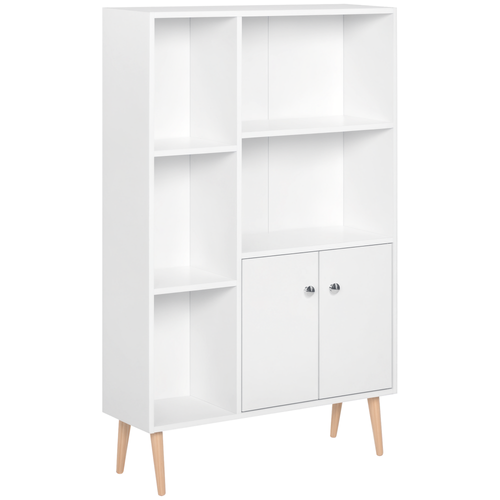 Bibliothèque Scandinave 4 Niches Placard 2 Portes - Blanc