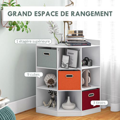 Meuble De Rangement D'angle + 3 Tiroirs Non Tissé
