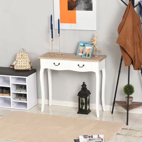 Console Style Table De Drapier Style Shabby Chic 2 Tiroirs Blanc