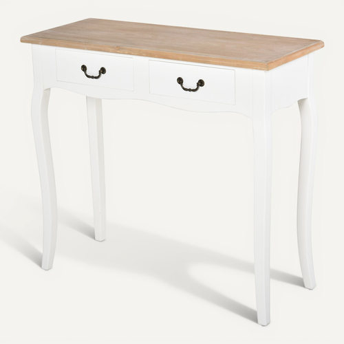 Console Style Table De Drapier Style Shabby Chic 2 Tiroirs Blanc