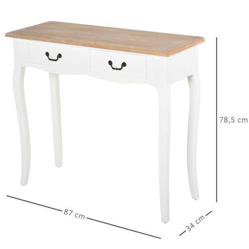 Console Style Table De Drapier Style Shabby Chic 2 Tiroirs Blanc