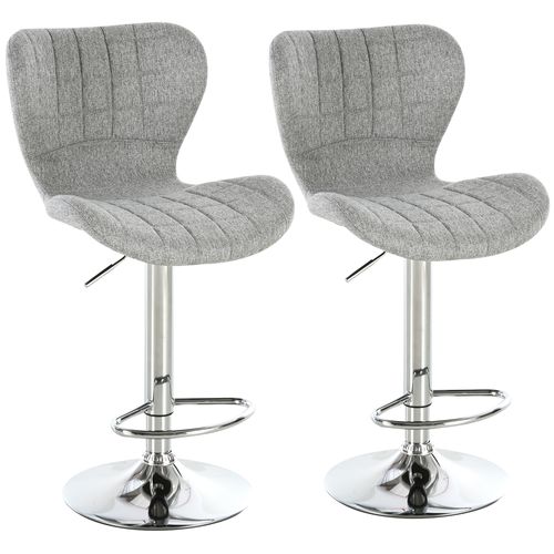 Lot De 2 Tabourets De Bar Design Contemporain Hauteur D'assise Réglable 59-81 Cm Pivotant 360° Lin