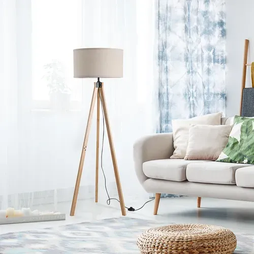 Lampadaire Trépied En Bois