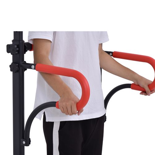 Station De Musculation Multifonctions Hauteur Réglable Acier Noir Rouge