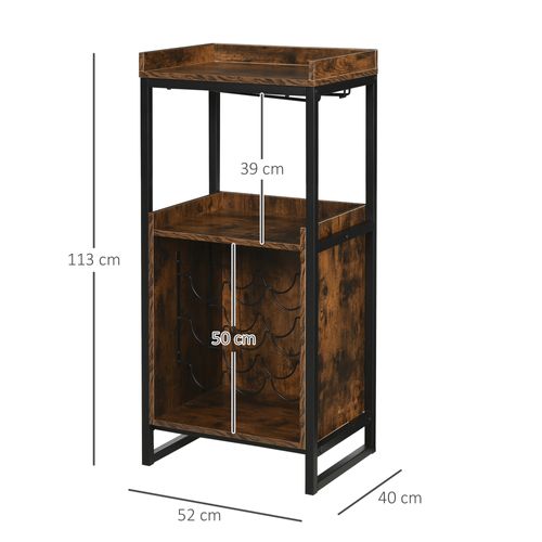 Casier à Vin Design Industriel 9 Bouteilles + Support Verres à Vin