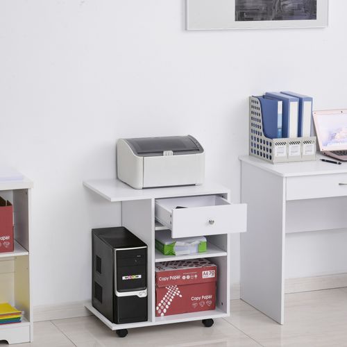 Support D'imprimante Organiseur Bureau 2 Niches Tiroir Espace Cpu + Grand Plateau