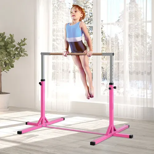 Barre Fixe De Gymnastique Enfant Hauteur Réglable 11 Niveaux Acier Rose