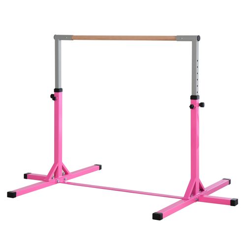 Barre Fixe De Gymnastique Enfant Hauteur Réglable 11 Niveaux Acier Rose