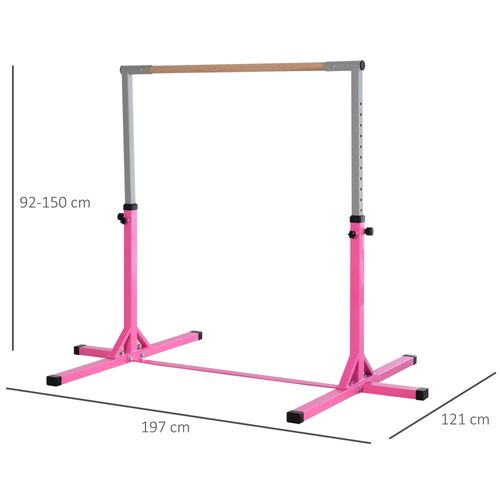 Barre Fixe De Gymnastique Enfant Hauteur Réglable 11 Niveaux Acier Rose