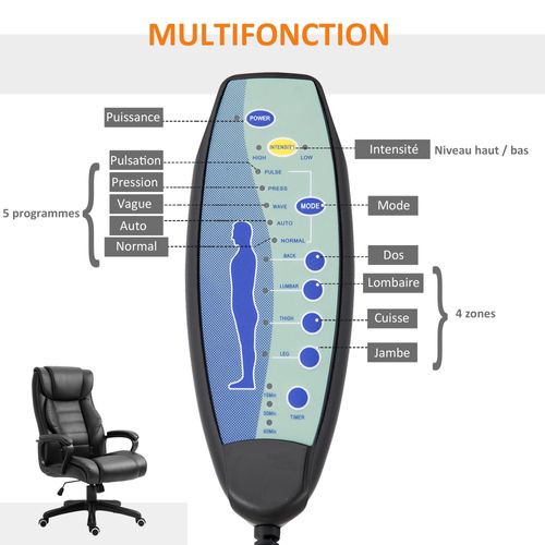Fauteuil De Bureau Direction Massant Grand Confort Revêtement Synthétique