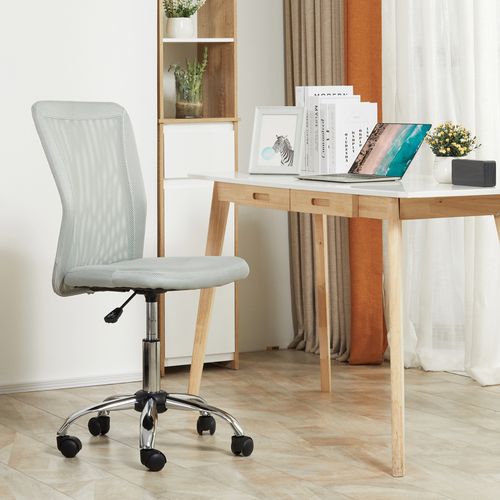 Chaise De Bureau Ergonomique Hauteur Réglable Piètement Chromé Pivotant 360° Revêtement Maille