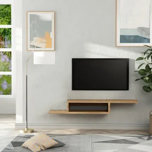 Etagère mural Meuble TV Mural Flottant Design Panneaux Particules Chêne Clair