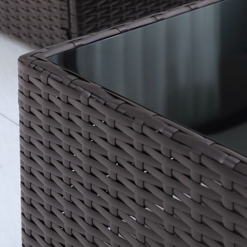 Salon De Jardin 7 Pièces Modulables Résine Tressée Brun Foncé