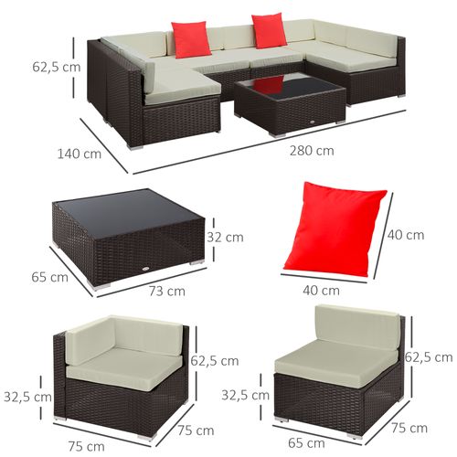 Salon De Jardin 7 Pièces Modulables Résine Tressée Brun Foncé