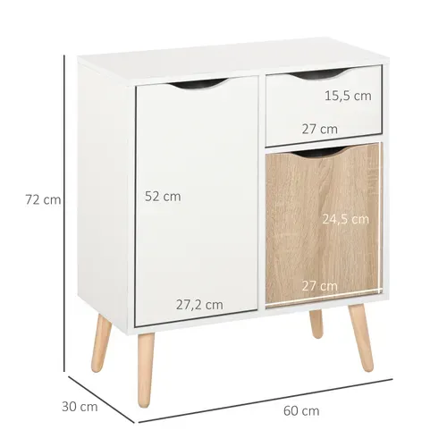 Meuble De Rangement Scandinave 2 Placards Tiroir Blanc Chêne Clair
