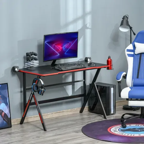 Bureau Gaming Racing Bracket Supports Plateau Texture Carbone