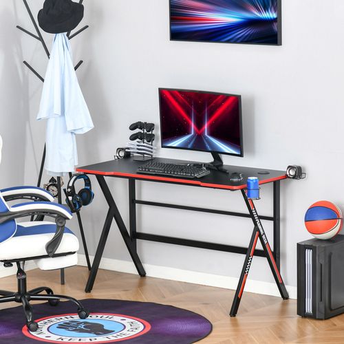 Bureau Gaming Racing Bracket Supports Plateau Texture Carbone