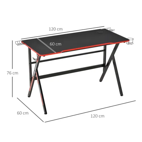 Bureau Gaming Racing Bracket Supports Plateau Texture Carbone