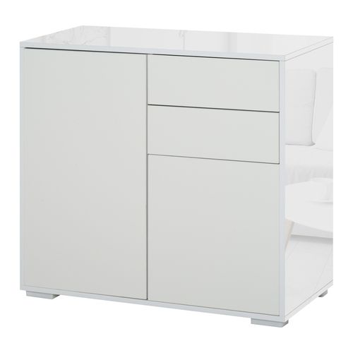 Commode Buffet 2 Tiroirs 2 Portes 79 X 36 X 74 Cm Blanc