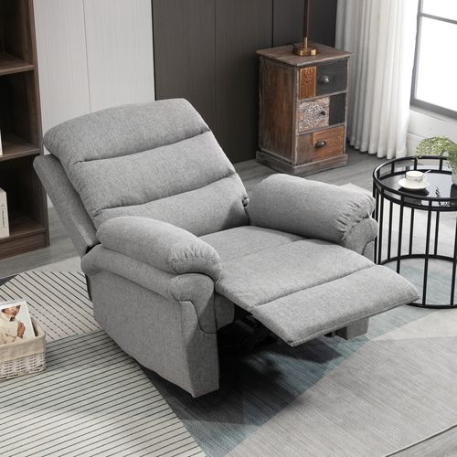 Fauteuil De Relaxation Inclinable Manuel Tissu Gris Clair Chiné