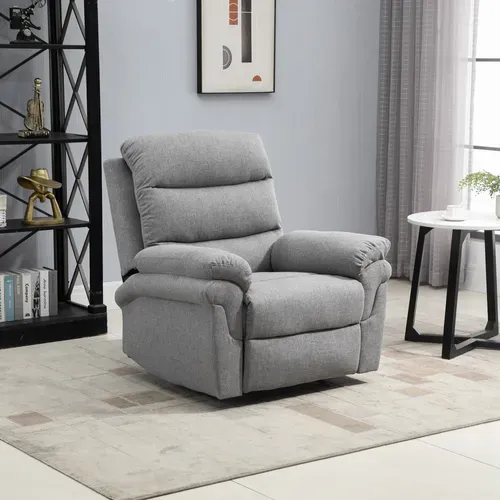 Fauteuil De Relaxation Inclinable Manuel Tissu Gris Clair Chiné