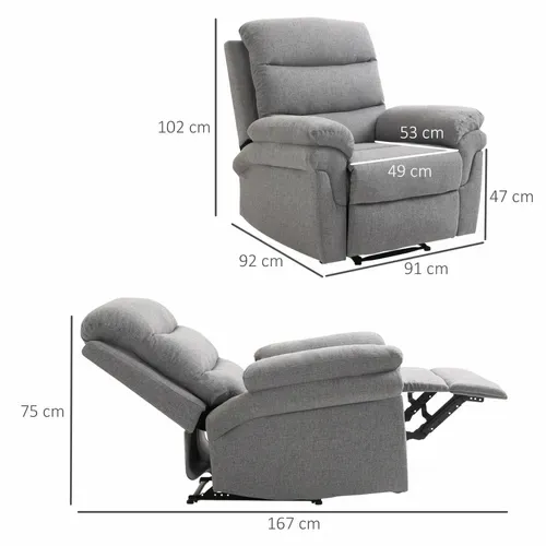 Fauteuil De Relaxation Inclinable Manuel Tissu Gris Clair Chiné