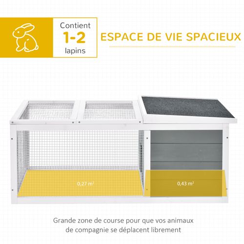 Clapier De Sol Enclos Extérieur Niche Porte Double Toit Ouvrant Bois Sapin
