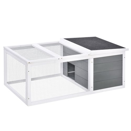 Clapier De Sol Enclos Extérieur Niche Porte Double Toit Ouvrant Bois Sapin