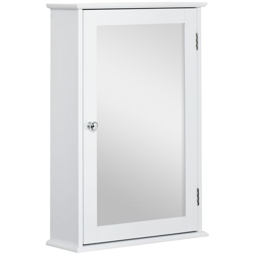 Armoire Miroir De Salle De Bain 1 Porte 2 Étagères Blanc