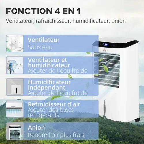 Ventilateur Rafraichisseur Humidificateur Ioniseur 4 En 1